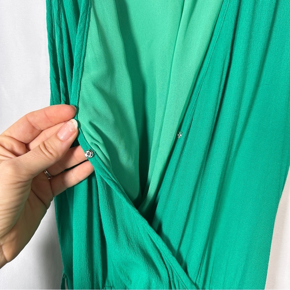 ee:some Emerald Green Wrap Maxi Dress Sleeveless Slit Womens M Wedding Guest - Picture 15 of 15